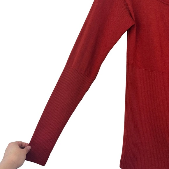 JACQUEMUS Brick Red Rust Orange Ribbed Collared Fitted Sweater 100% Wool US M 6 - Picture 8 of 16